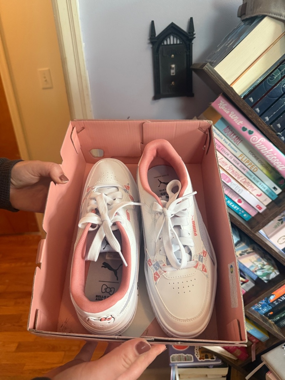 Puma White & Pink Low-Top Sneakers with Graphic Accents